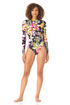 Anne Cole - Long Sleeve Open Back One Piece Rash Guard Swimsuit