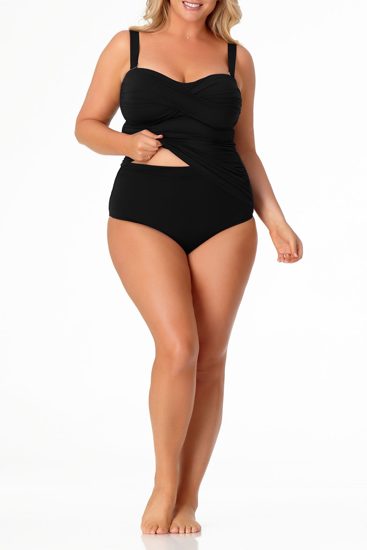 Anne Cole Plus -  Twist Front Bandeaukini Swim Top