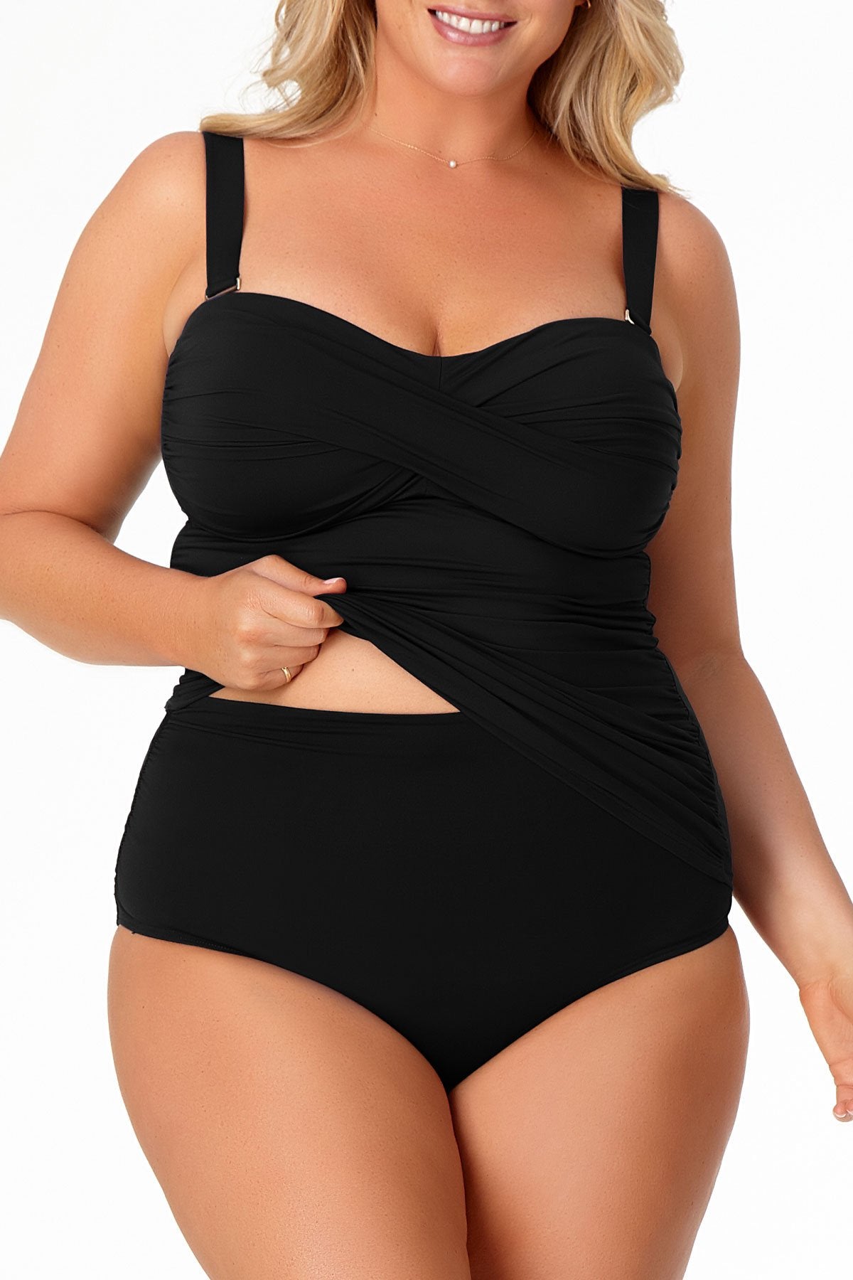 Anne Cole Plus -  Twist Front Bandeaukini Swim Top
