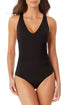 Anne Cole - V Neck Cross Back One Piece