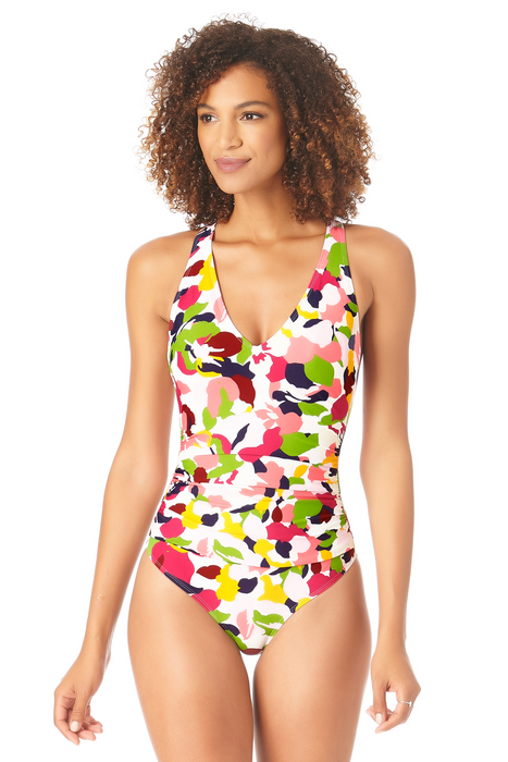 Anne Cole - V Neck Cross Back One Piece