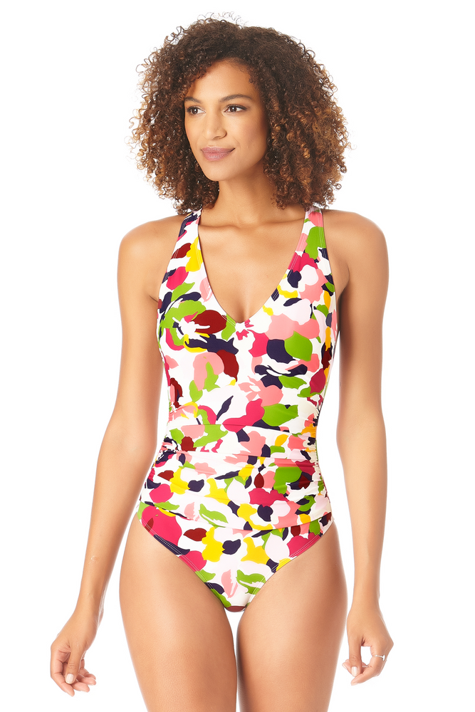 Anne Cole - V Neck Cross Back One Piece