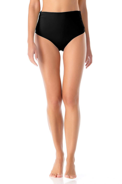 Anne Cole - Convertible High Waist Shirred Swim Bottom