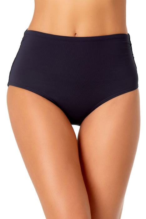 Anne Cole - Convertible High Waist Shirred Swim Bottom