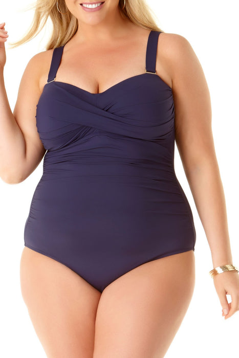 Anne Cole Plus - Twist Front Shirred One Piece