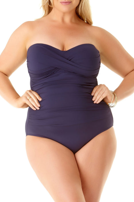Anne Cole Plus - Twist Front Shirred One Piece